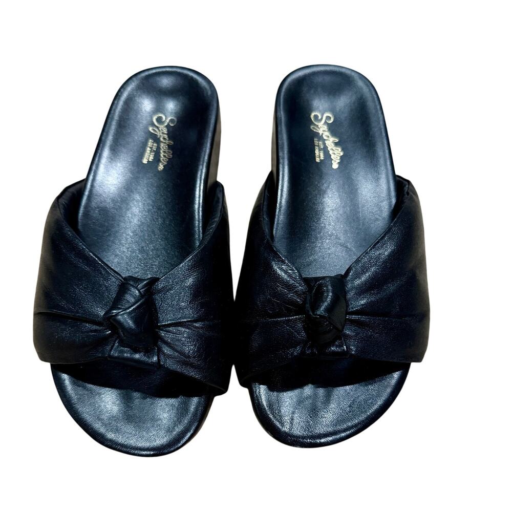 Seychelles Set The Tone Sandals Women's 6 Black Leather Twist Front Slide